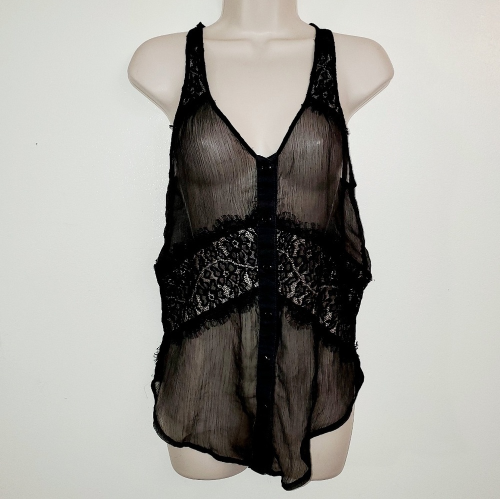 Mind Code black Sheer Sleeveless top